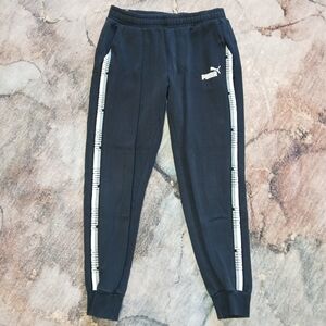 Men's Puma Black Joggers w/ White Logo